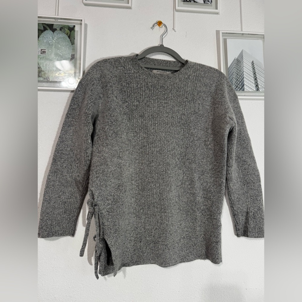 All Saints Gray Marled Lace Jumper Sweater